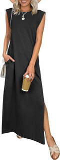 ANRABESS Women\u2019s Maxi Dresses Wrinkle Free Summer Casual Travel Sundress | Casual Beach Vacation Sun Dresses with Pockets, Work Sleeveless Flowy Tank Long Dress, Year-Round Wear Outfits